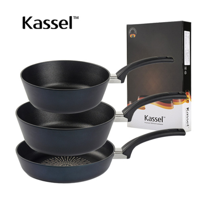 [Kassel] [카셀] 블루 라이트 인덕션 프라이팬 3종 C세트 (프라이팬28cm+ 궁중팬 28cm+ 궁중…