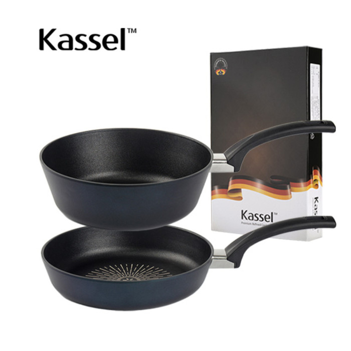 [Kassel] [카셀] 국내생산 블루 라이트 인덕션 (IH) 2종 D 세트 (프라이팬28cm+ 궁중팬 28…